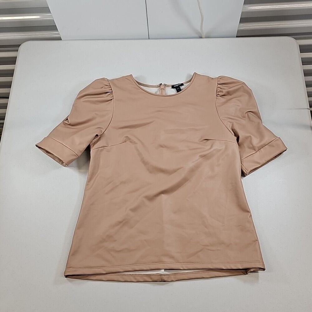Express Size M Puff Shoulder Puff Sleeve Top Tan Size Medium